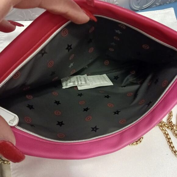 DIOR Crossbody Red Pink REVERSIBLE Shoulder Bag Flat Beaute Cosmetic Converted - Picture 16 of 16